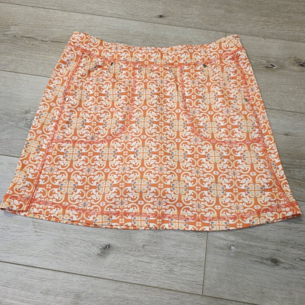 Womens PGA Golf Orange Print Sz Small Athletic Skort